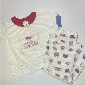 Vintage Carter's White and Red Nautical Kids Pajama Set